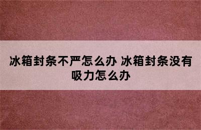 冰箱封条不严怎么办 冰箱封条没有吸力怎么办